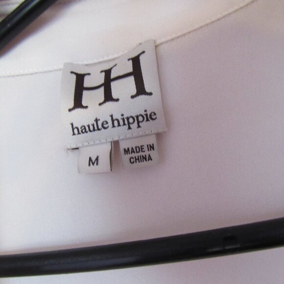 Haute Hippie Silk Blouse, M, Beige/Tan - Picture 3 of 7